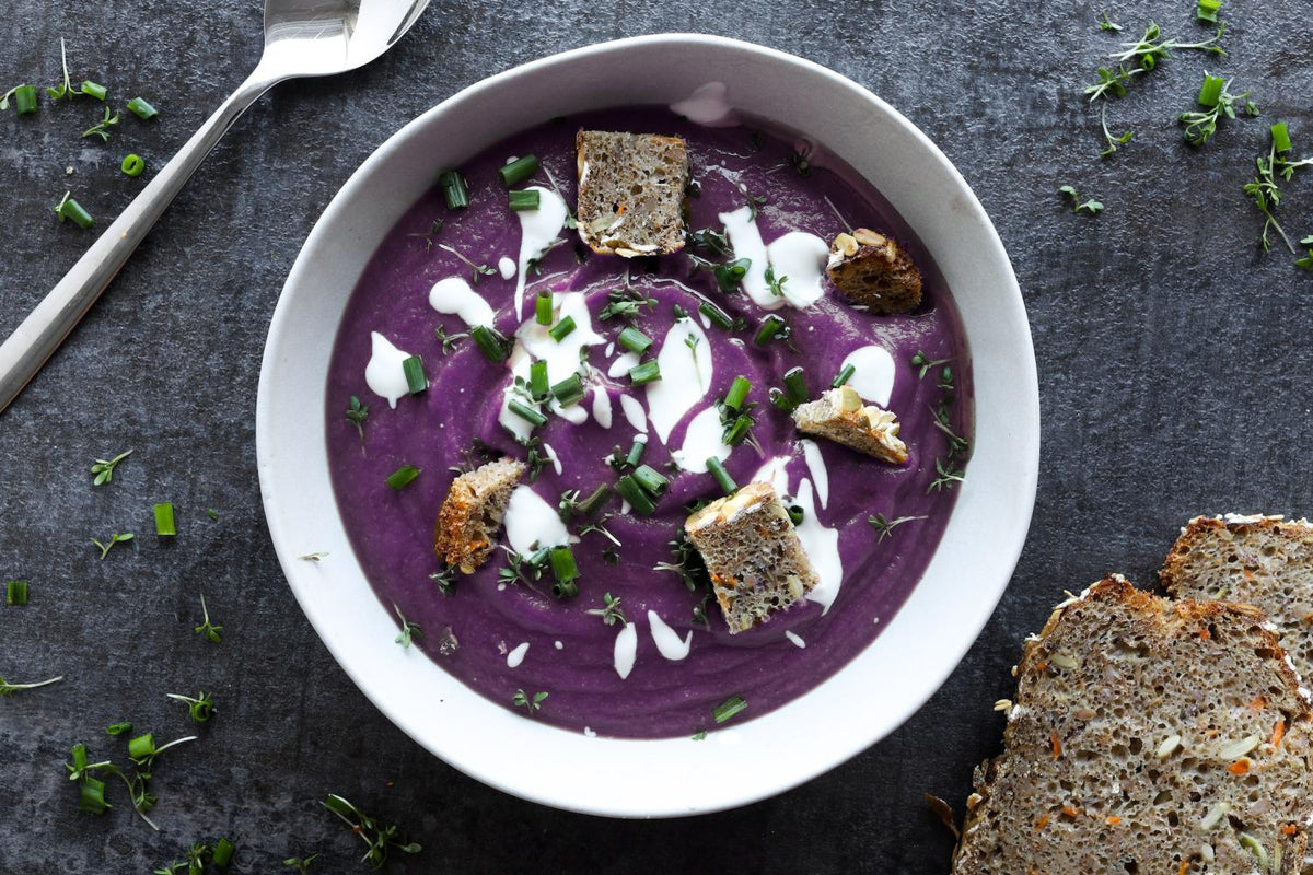 Lila Kartoffelsuppe