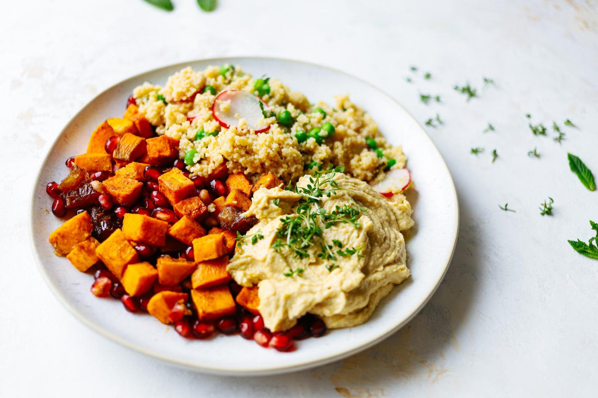 Zimt-Süßkartoffeln mit Couscous-Salat