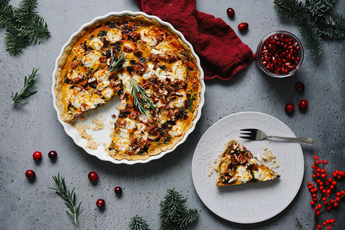 Weihnachtsmenü Hauptgericht: Rote Bete-Quiche mit Ziegenkäse & Thymian