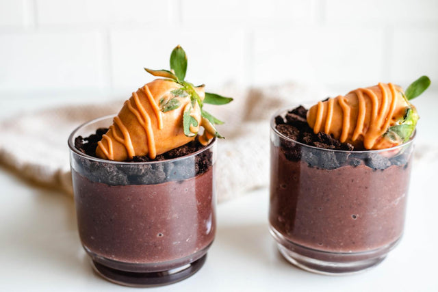 Schokodessert mit Schokoerdbeeren