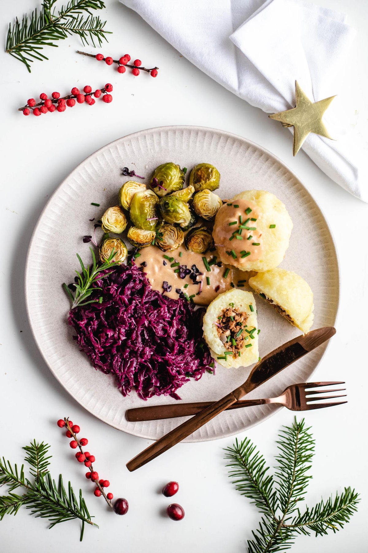 Weihnachtsmenü Hauptgericht: Vegane Pilz-Knödel