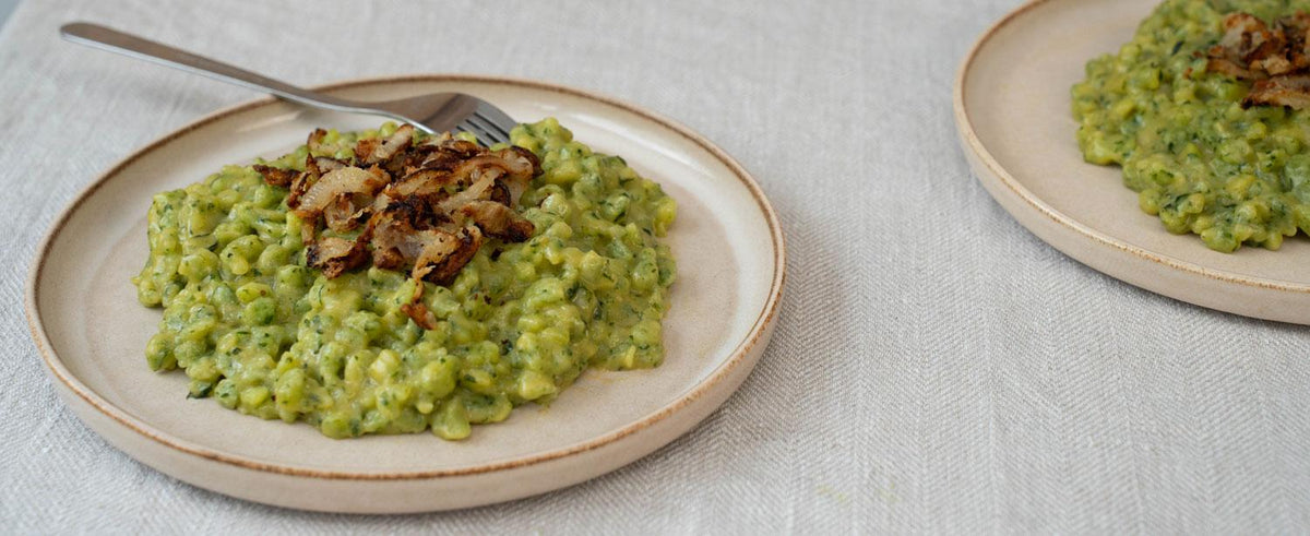 Vegane Bärlauch-Käsespätzle